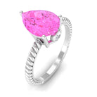 Pear Created Pink Sapphire Solitaire Engagement Ring Lab Created Pink Sapphire - ( AAAA ) - Quality - Rosec Jewels