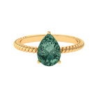 Pear Shape Created Green Sapphire Solitaire Engagement Ring Lab Created Green Sapphire - ( AAAA ) - Quality - Rosec Jewels