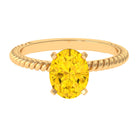Oval Created Yellow Sapphire Solitaire Ring with Surprise Diamond Lab Created Yellow Sapphire - ( AAAA ) - Quality - Rosec Jewels