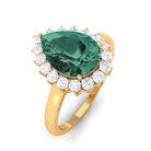 Created Green Sapphire and Moissanite Halo Teardrop Ring Lab Created Green Sapphire - ( AAAA ) - Quality - Rosec Jewels