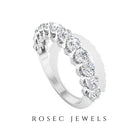 2 CT Round Cut Diamond and Gold Half Eternity Ring Diamond - ( HI-SI ) - Color and Clarity - Rosec Jewels