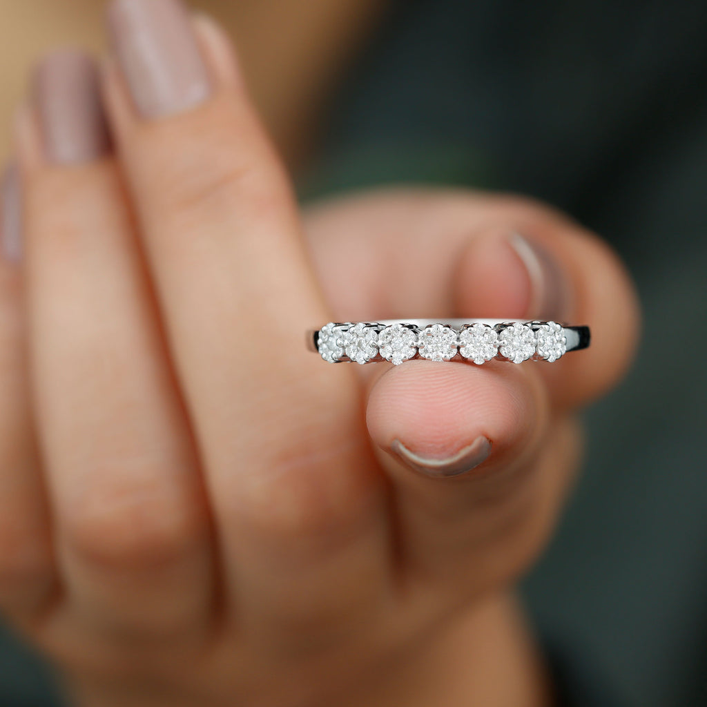 1/2 CT Minimal Diamond Cluster Anniversary Ring Diamond - ( HI-SI ) - Color and Clarity - Rosec Jewels