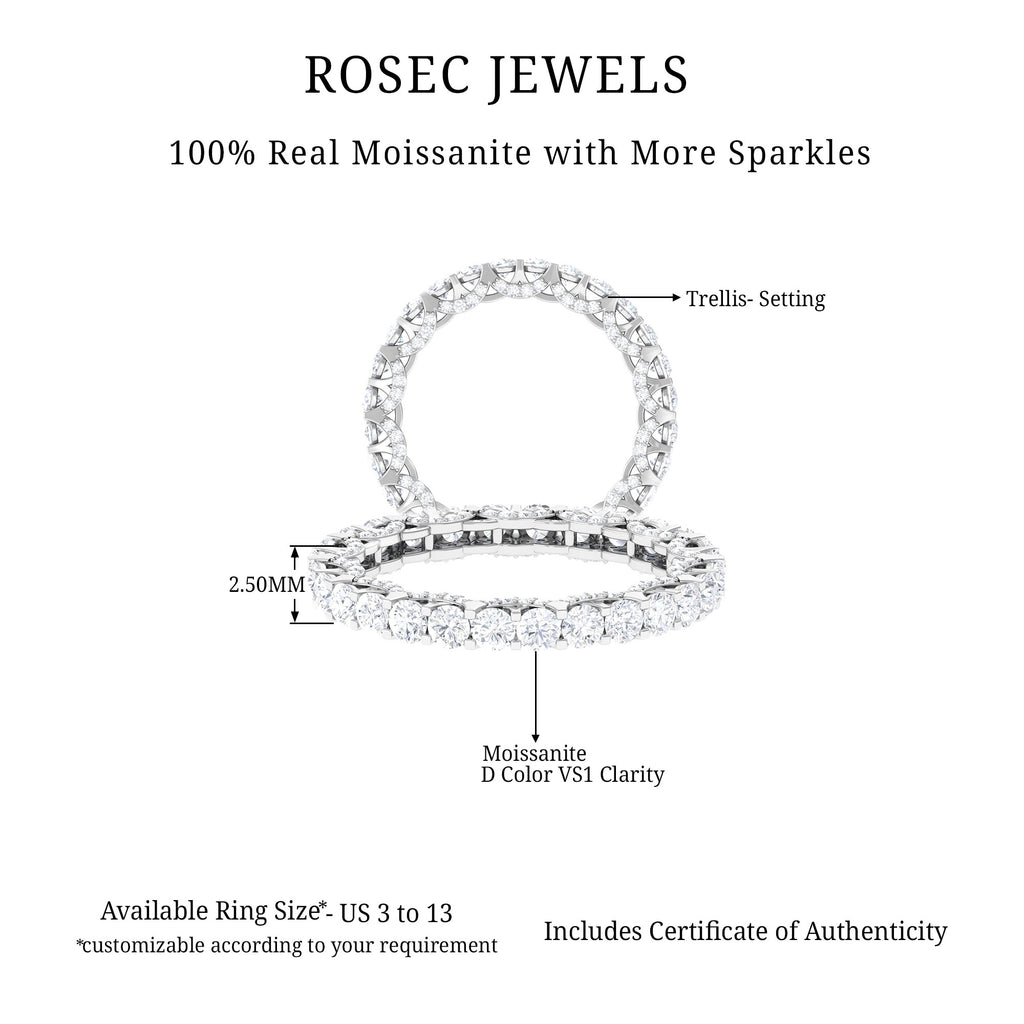 Trellis Set Moissanite Full Eternity Band Ring Moissanite - ( D-VS1 ) - Color and Clarity - Rosec Jewels