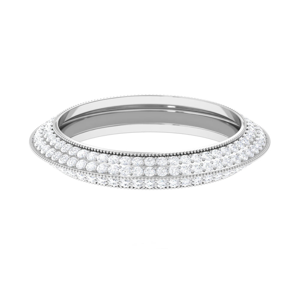 Pave Set Moissanite Eternity Band with Milgrain Detailing Moissanite - ( D-VS1 ) - Color and Clarity - Rosec Jewels