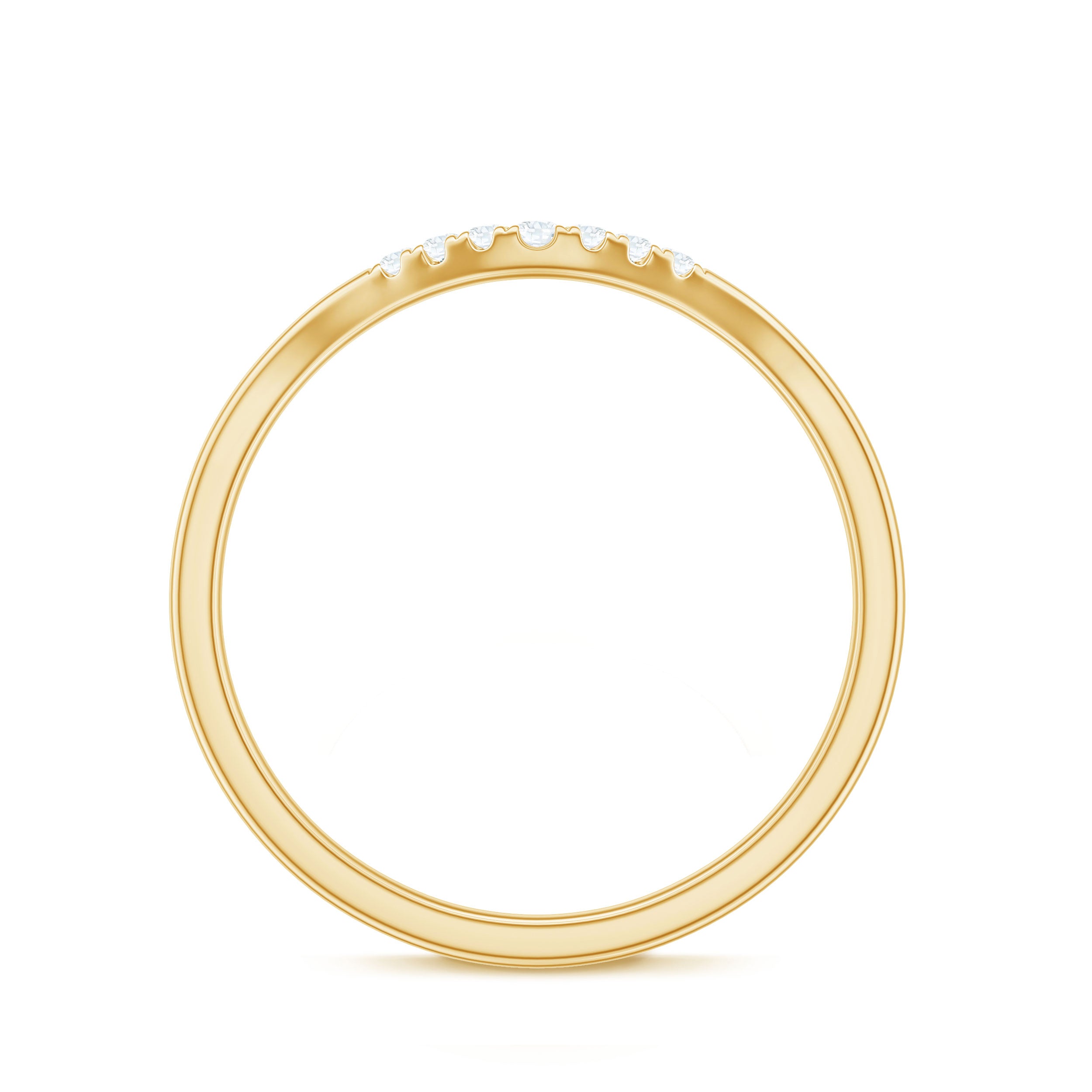 Natural Diamond Curved Stackable Ring in Gold Diamond - ( HI-SI ) - Color and Clarity - Rosec Jewels