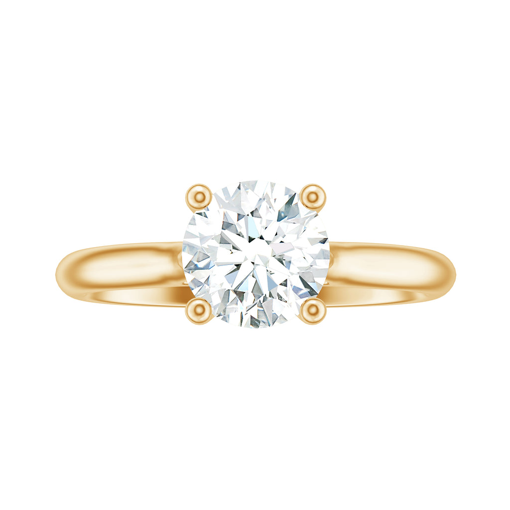 1 CT Round Cut Certified Moissanite Solitaire Ring in Gold Moissanite - ( D-VS1 ) - Color and Clarity - Rosec Jewels