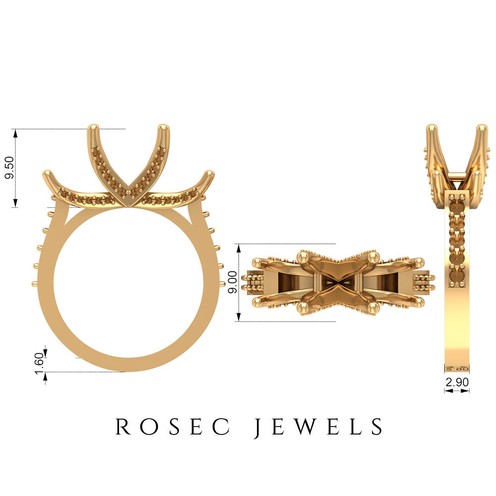 6 CT Zircon Three Stone Engagement Ring in Gold Zircon - ( AAAA ) - Quality - Rosec Jewels