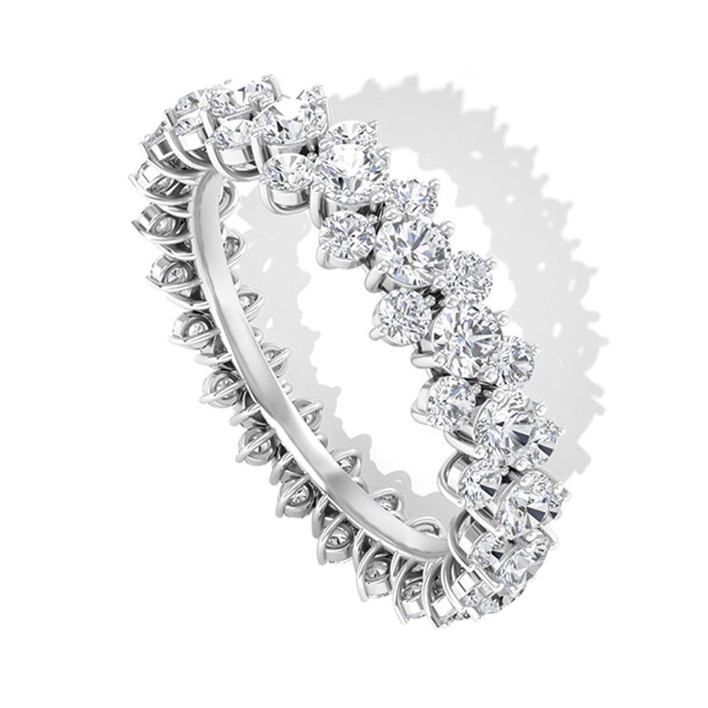 Certified Moissanite Cluster Eternity Wedding Band Ring Moissanite - ( D-VS1 ) - Color and Clarity - Rosec Jewels