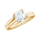 7 MM Round Moissanite Solitaire Ring in Gold Moissanite - ( D-VS1 ) - Color and Clarity - Rosec Jewels