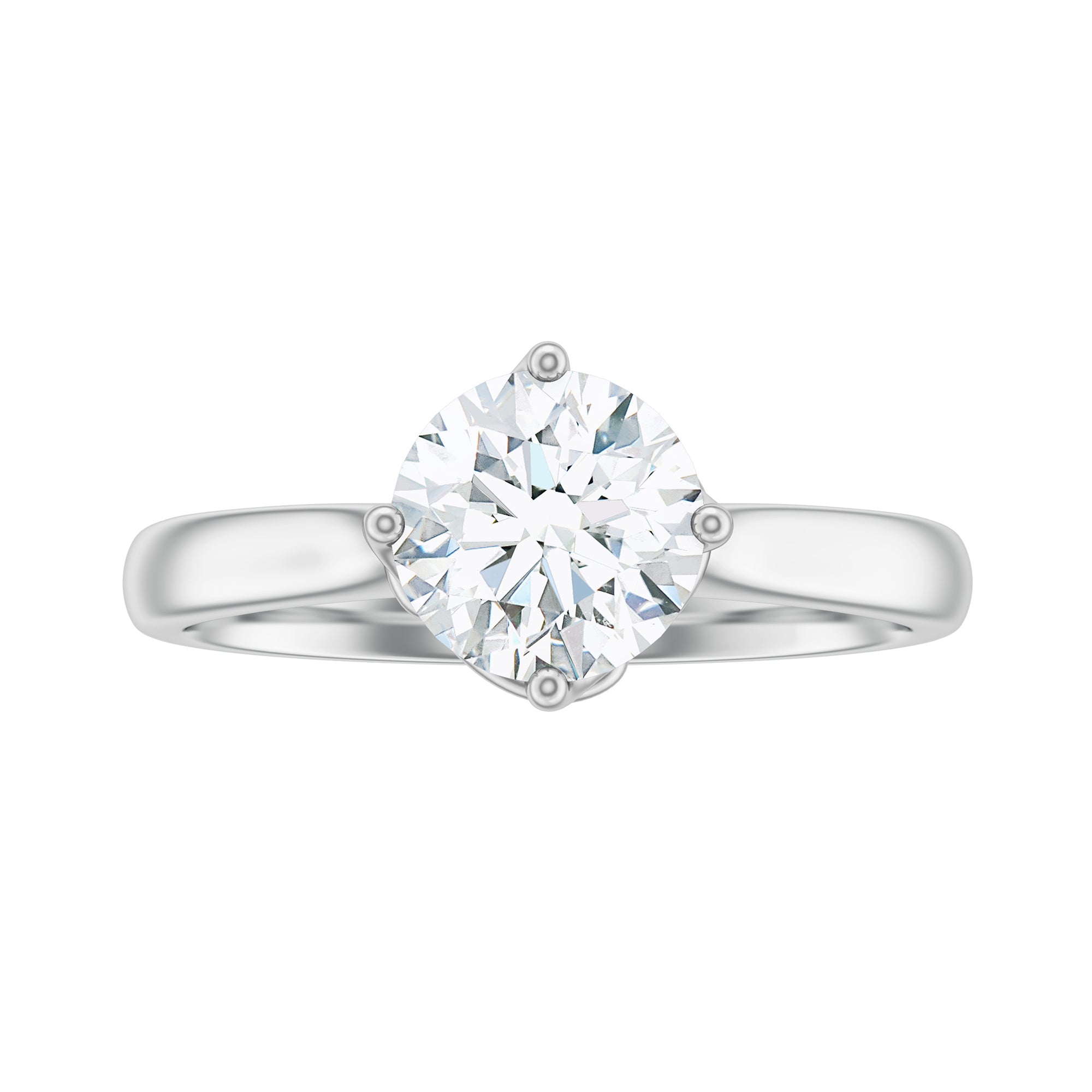 Twisted Prong Set Round Moissanite Solitaire Ring in Gold Moissanite - ( D-VS1 ) - Color and Clarity - Rosec Jewels