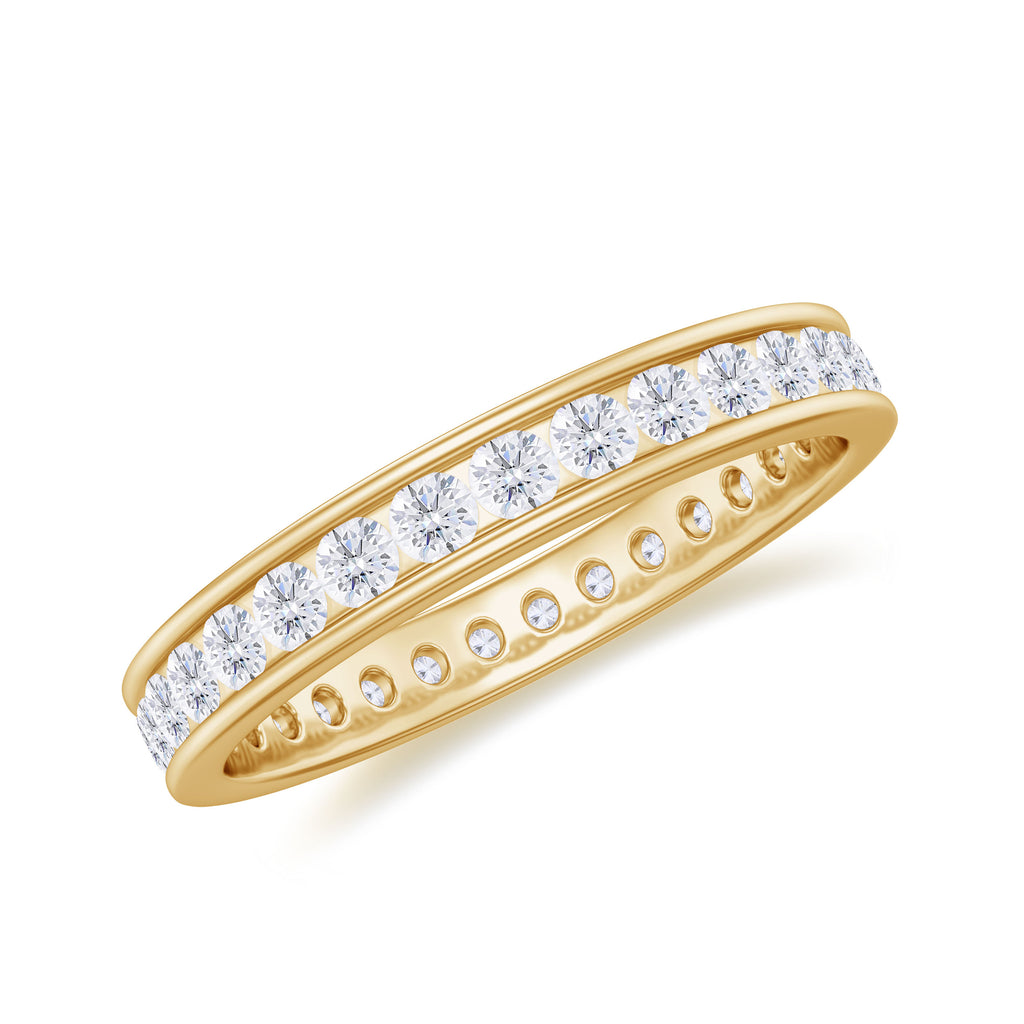 Channel Set Round Moissanite Full Eternity Band Ring Moissanite - ( D-VS1 ) - Color and Clarity - Rosec Jewels