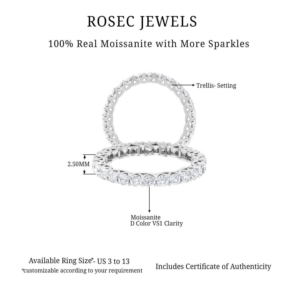 1.75 CT Round Cut Moissanite Full Eternity Ring for Women Moissanite - ( D-VS1 ) - Color and Clarity - Rosec Jewels
