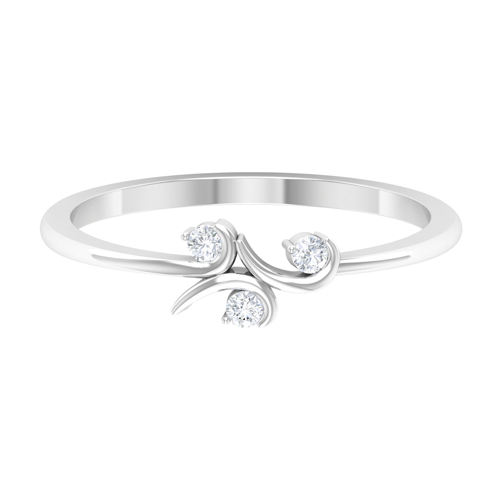 Certified Moissanite Three Stone Promise Ring Moissanite - ( D-VS1 ) - Color and Clarity - Rosec Jewels