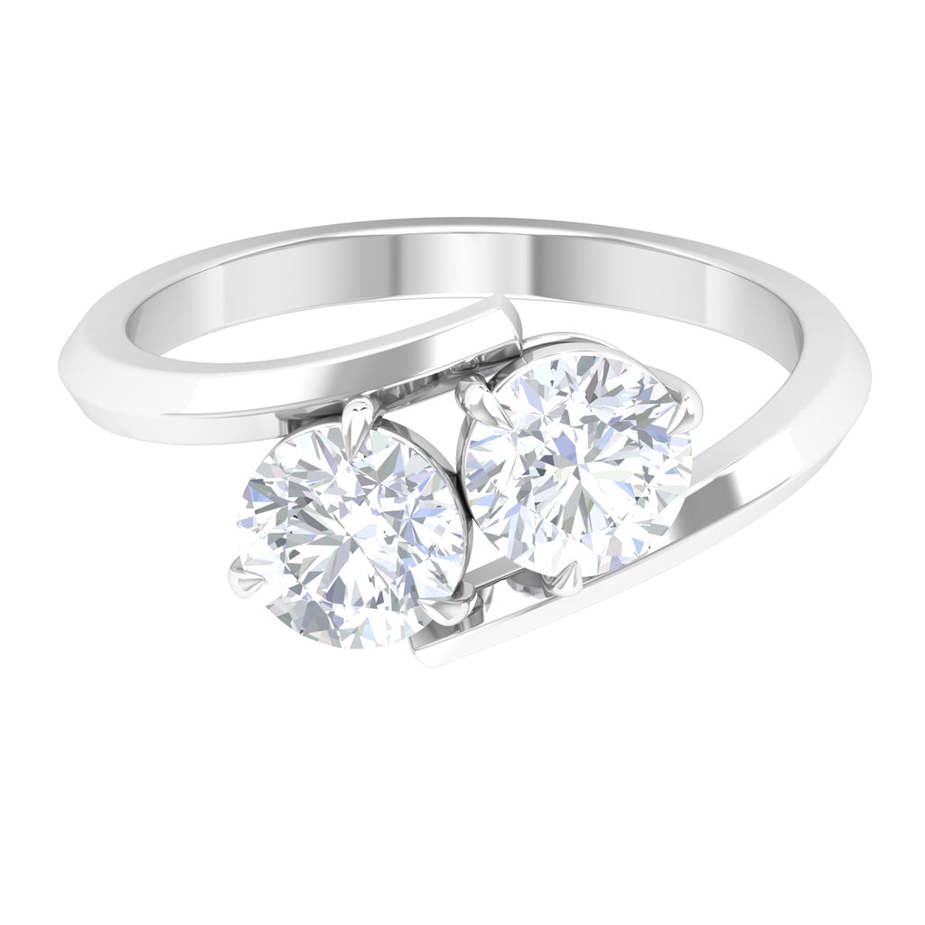 Certified Moissanite Toi Et Moi Engagement Ring Moissanite - ( D-VS1 ) - Color and Clarity - Rosec Jewels