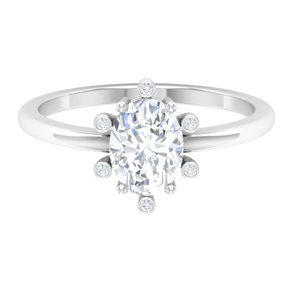 1.25 CT Certified Moissanite Hexagon Halo Engagement Ring Moissanite - ( D-VS1 ) - Color and Clarity - Rosec Jewels