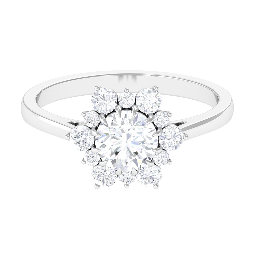 1.75 CT Claw Set Classic Moissanite Cluster Engagement Ring Moissanite - ( D-VS1 ) - Color and Clarity - Rosec Jewels