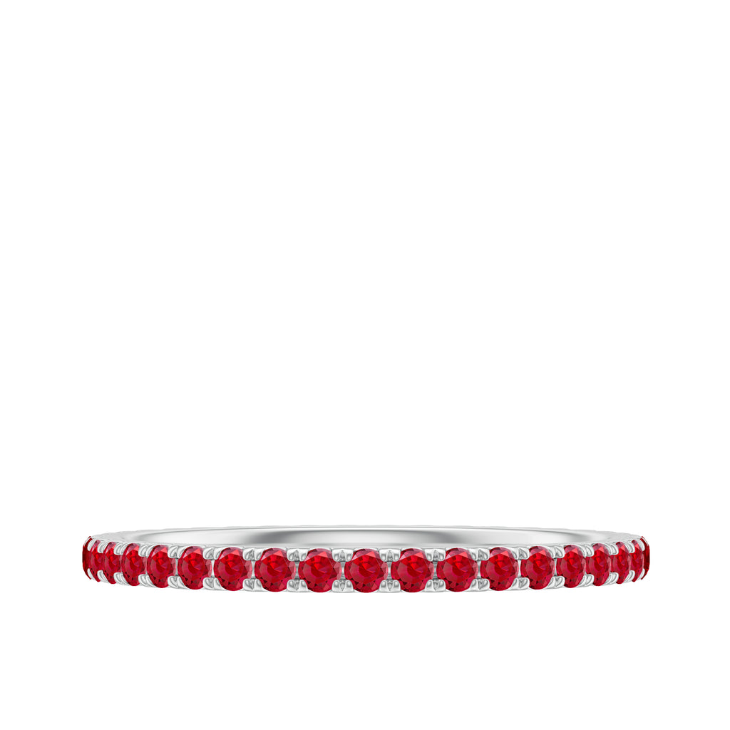 1/2 CT Created Ruby Eternity Stackable Ring Lab Created Ruby - ( AAAA ) - Quality - Rosec Jewels