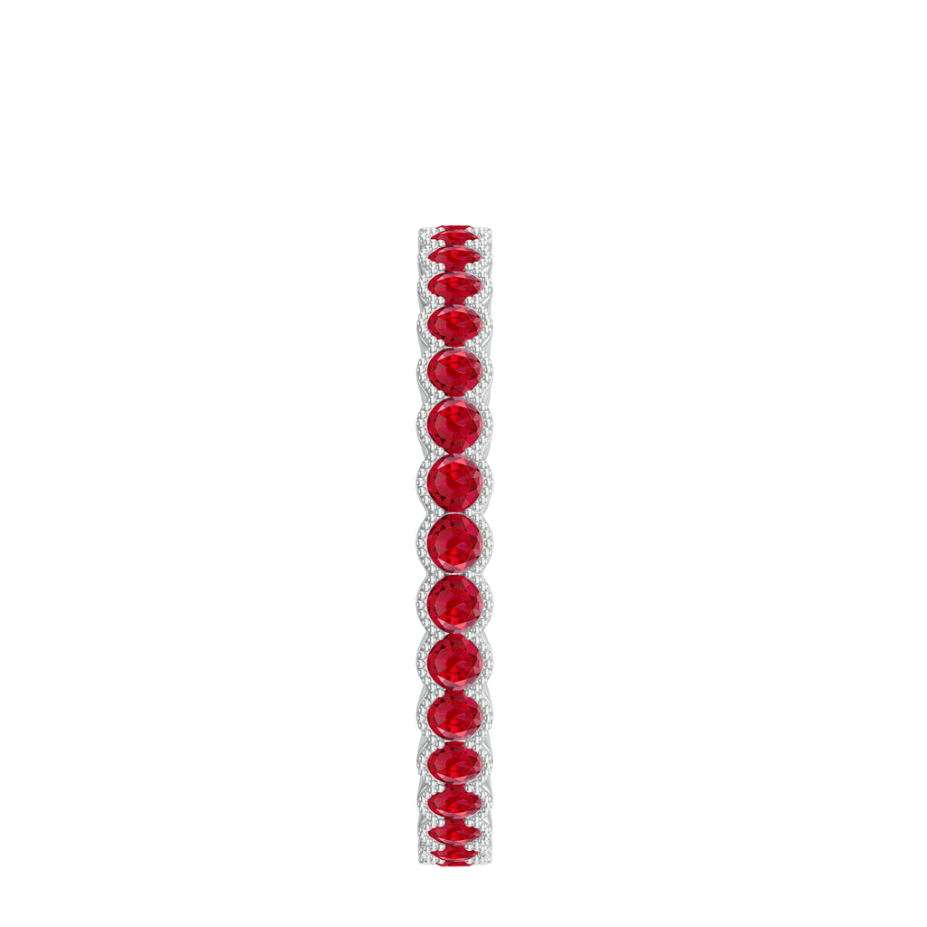 1.75 CT Lab Created Ruby Full Eternity Ring in Beaded Bezel Setting Lab Created Ruby - ( AAAA ) - Quality - Rosec Jewels