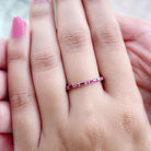 1 CT Baguette and Round Created Ruby Full Eternity Ring Lab Created Ruby - ( AAAA ) - Quality - Rosec Jewels