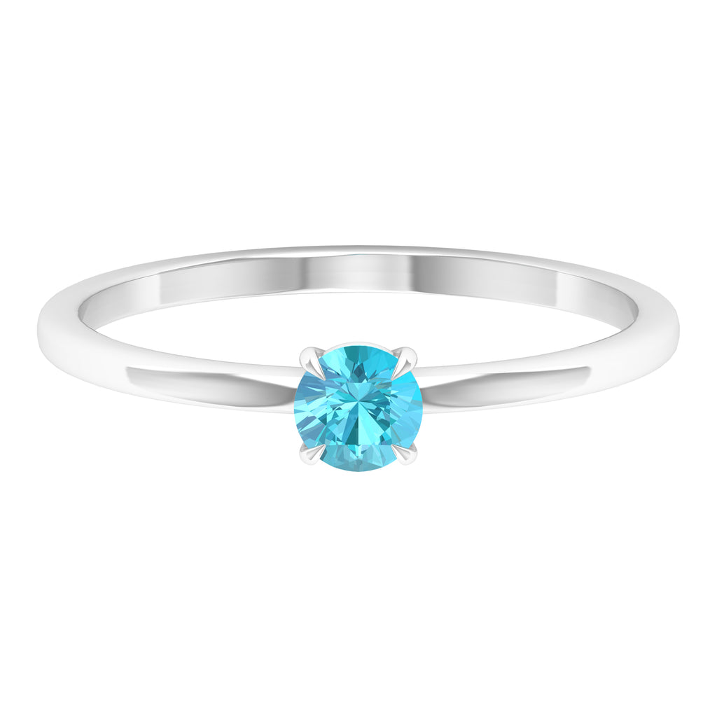 1/4 CT Claw Set Swiss Blue Topaz Solitaire Ring Swiss Blue Topaz - ( AAA ) - Quality - Rosec Jewels