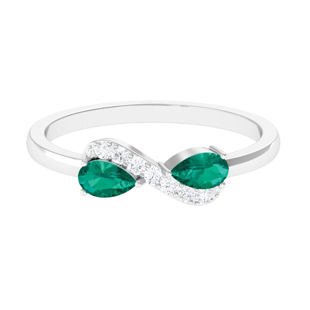 1/2 CT Pear Cut Emerald and Diamond Infinity Promise Ring Emerald - ( AAA ) - Quality - Rosec Jewels