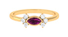 0.75 CT Rhodolite East West Promise Ring with Diamond Stones Rhodolite - ( AAA ) - Quality - Rosec Jewels