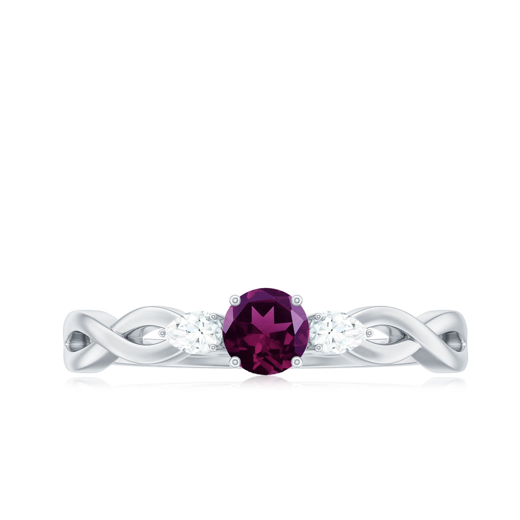 Natural Rhodolite Promise Ring with Diamond Stones Rhodolite - ( AAA ) - Quality - Rosec Jewels