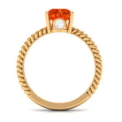Pear Cut Created Orange Sapphire Solitaire Engagement Ring Lab Created Orange Sapphire - ( AAAA ) - Quality - Rosec Jewels