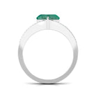 Heart Shape Created Green Sapphire and Diamond Engagement Ring Lab Created Green Sapphire - ( AAAA ) - Quality - Rosec Jewels