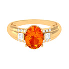 Solitaire Lab Grown Orange Sapphire Oval Engagement Ring Lab Created Orange Sapphire - ( AAAA ) - Quality - Rosec Jewels