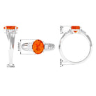 Solitaire Lab Grown Orange Sapphire Oval Engagement Ring Lab Created Orange Sapphire - ( AAAA ) - Quality - Rosec Jewels