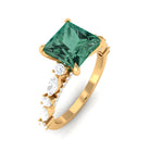 Princess Cut Lab Grown Green Sapphire Solitaire Engagement Ring Lab Created Green Sapphire - ( AAAA ) - Quality - Rosec Jewels