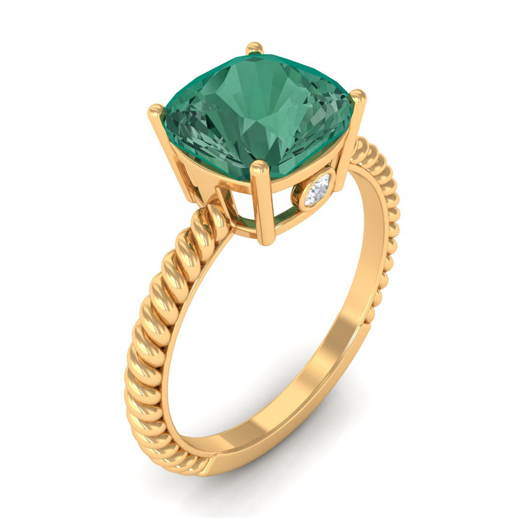 Created Green Sapphire Solitaire Engagement Ring Lab Created Green Sapphire - ( AAAA ) - Quality - Rosec Jewels