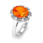 Lab Grown Orange Sapphire Vintage Style Engagement Ring with Diamond Lab Created Orange Sapphire - ( AAAA ) - Quality - Rosec Jewels