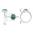 Vintage Style Lab Grown Green Sapphire Engagement Ring with Diamond Lab Created Green Sapphire - ( AAAA ) - Quality - Rosec Jewels