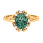 Vintage Style Lab Grown Green Sapphire Engagement Ring with Diamond Lab Created Green Sapphire - ( AAAA ) - Quality - Rosec Jewels