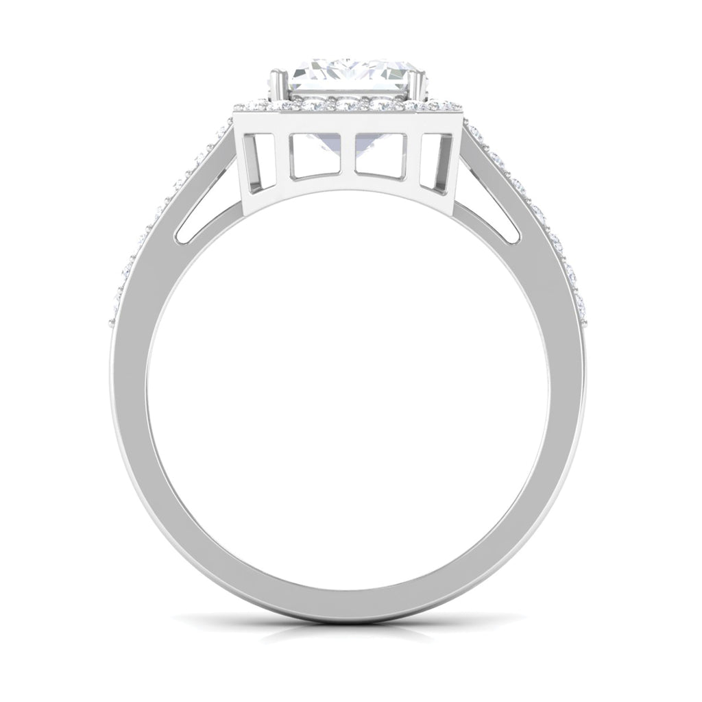 Emerald Cut Cubic Zirconia Statement Engagement Ring Zircon - ( AAAA ) - Quality - Rosec Jewels