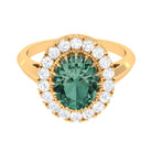 Oval Lab Grown Green Sapphire Engagement Ring with Moissanite Halo Lab Created Green Sapphire - ( AAAA ) - Quality - Rosec Jewels