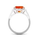 Lab Created Orange Sapphire Oval Engagement Ring with Diamond Lab Created Orange Sapphire - ( AAAA ) - Quality - Rosec Jewels