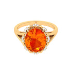 Lab Created Orange Sapphire Oval Engagement Ring with Diamond Lab Created Orange Sapphire - ( AAAA ) - Quality - Rosec Jewels