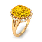 Oval Created Yellow Sapphire Split Shank Engagement Ring with Diamond Lab Created Yellow Sapphire - ( AAAA ) - Quality - Rosec Jewels