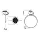 Created Black Diamond Halo Engagement Ring with Diamond Lab Created Black Diamond - ( AAAA ) - Quality - Rosec Jewels