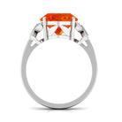 Created Orange Sapphire Oval Engagement Ring with Diamond Lab Created Orange Sapphire - ( AAAA ) - Quality - Rosec Jewels