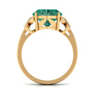 Oval Created Green Sapphire Statement Ring with Diamond Lab Created Green Sapphire - ( AAAA ) - Quality - Rosec Jewels