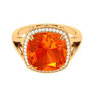 Cushion Cut Created Orange Sapphire and Diamond Statement Halo Ring Lab Created Orange Sapphire - ( AAAA ) - Quality - Rosec Jewels