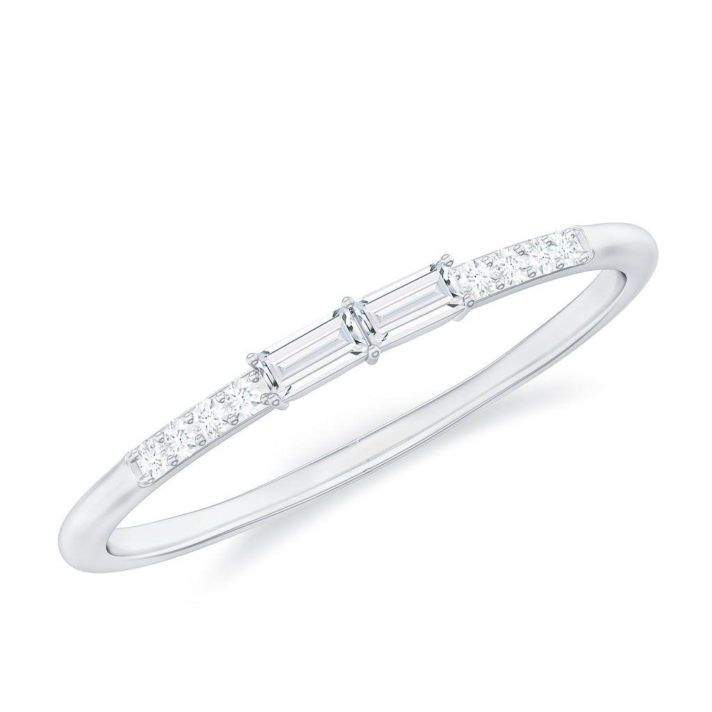 East West Diamond Minimal Stackable Ring in Prong Setting Diamond - ( HI-SI ) - Color and Clarity - Rosec Jewels