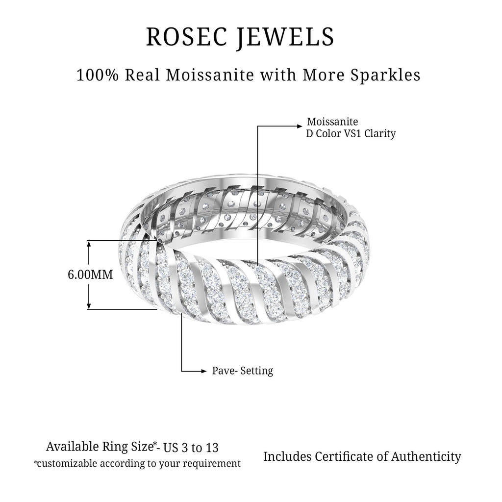 Classic Moissanite Gold Wedding Band for Women Moissanite - ( D-VS1 ) - Color and Clarity - Rosec Jewels