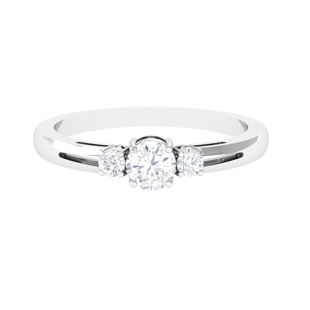 Lovely 3 Stone Moissanite Simple Ring Moissanite - ( D-VS1 ) - Color and Clarity - Rosec Jewels