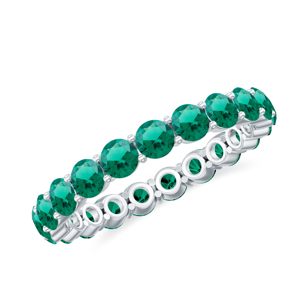 2.5 CT Round Lab-Created Emerald Full Eternity Band Ring in Gold Lab Created Emerald - ( AAAA ) - Quality - Rosec Jewels