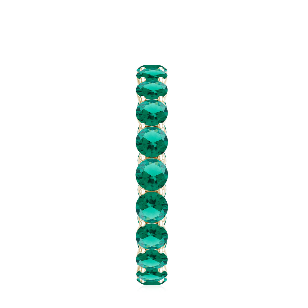 2.5 CT Round Lab-Created Emerald Full Eternity Band Ring in Gold Lab Created Emerald - ( AAAA ) - Quality - Rosec Jewels